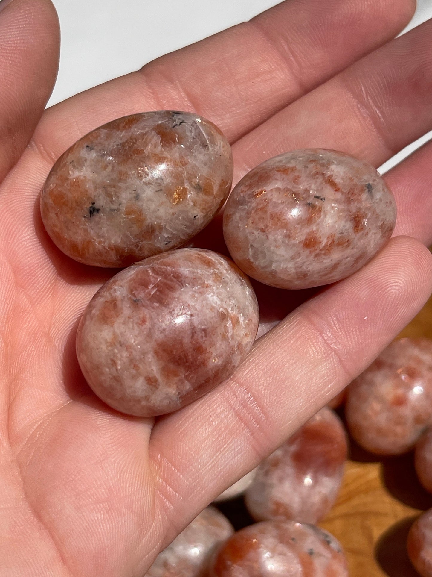 Golden Sunstone Crystal Tumbles: Copper Flash Meditation Stone