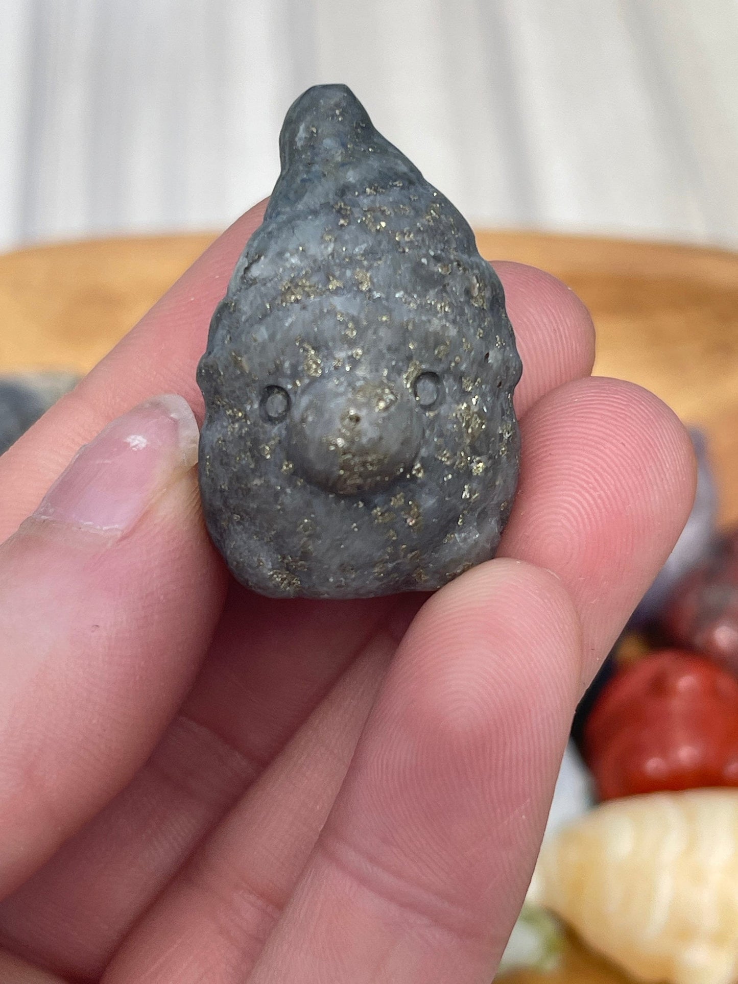 Mixed material mini gnome carving