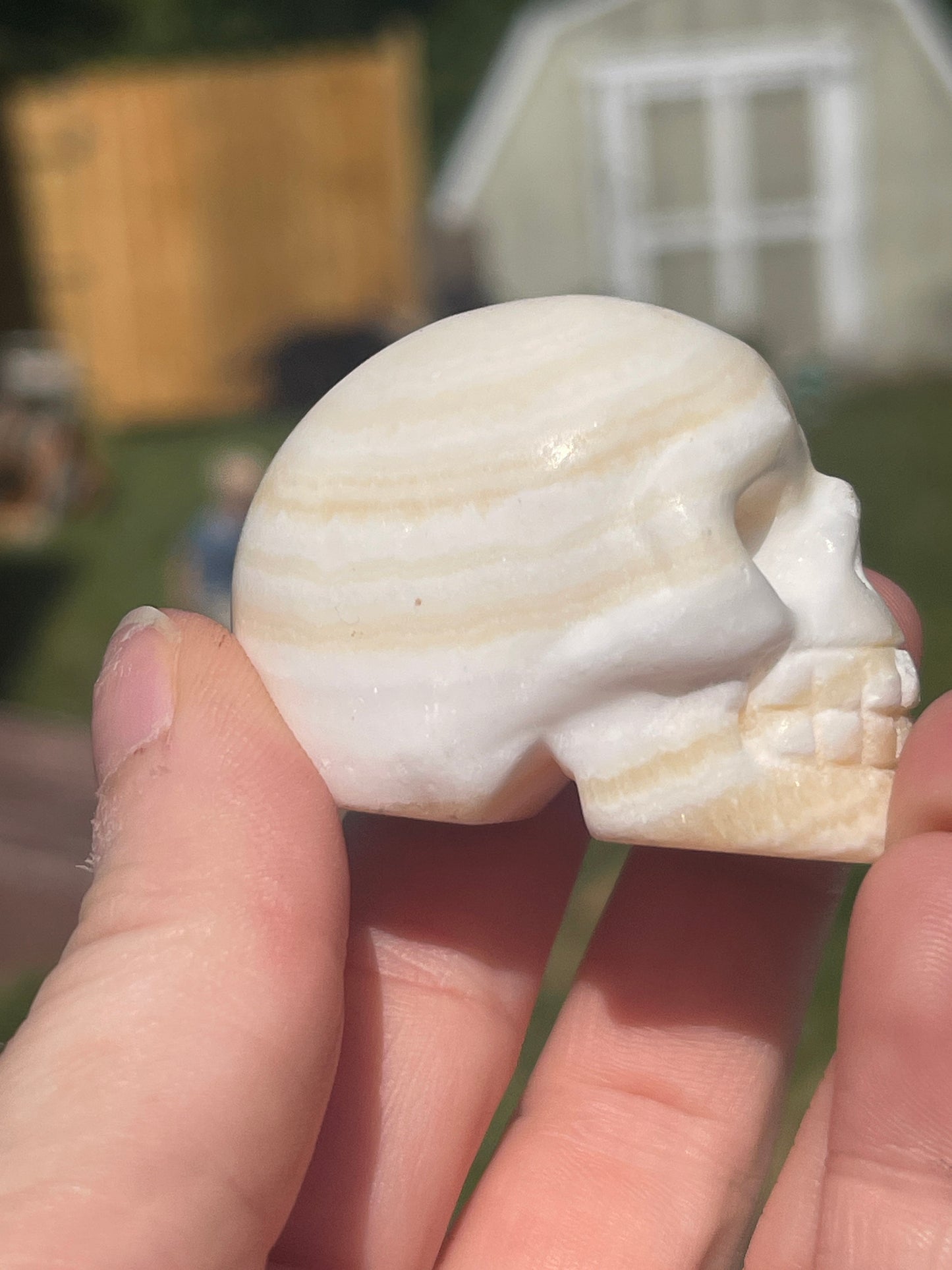 Orange Calcite Crystal Skull Carving