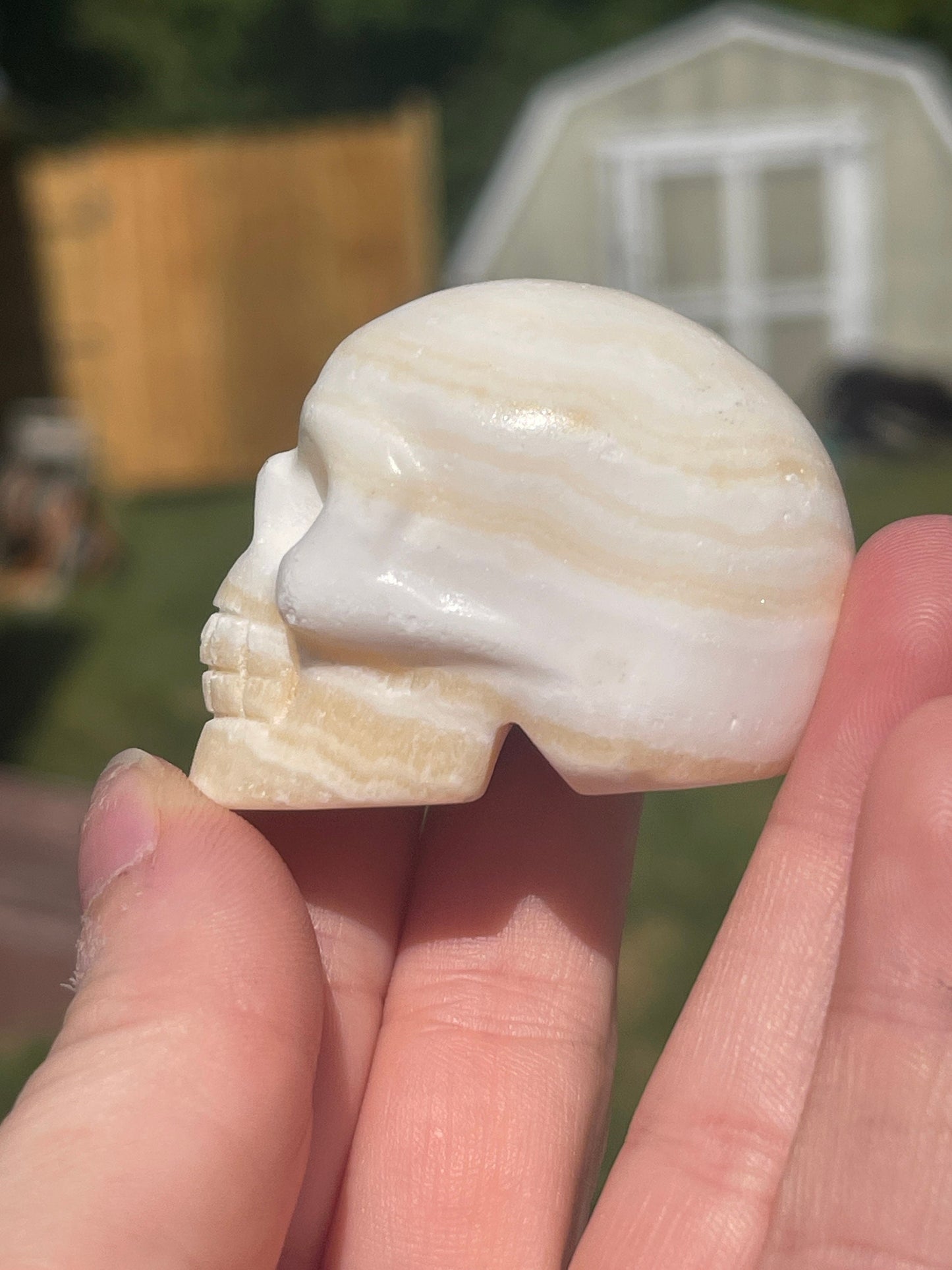 Orange Calcite Crystal Skull Carving