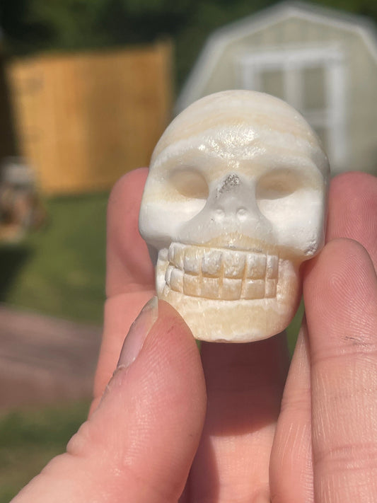 Orange Calcite Crystal Skull Carving