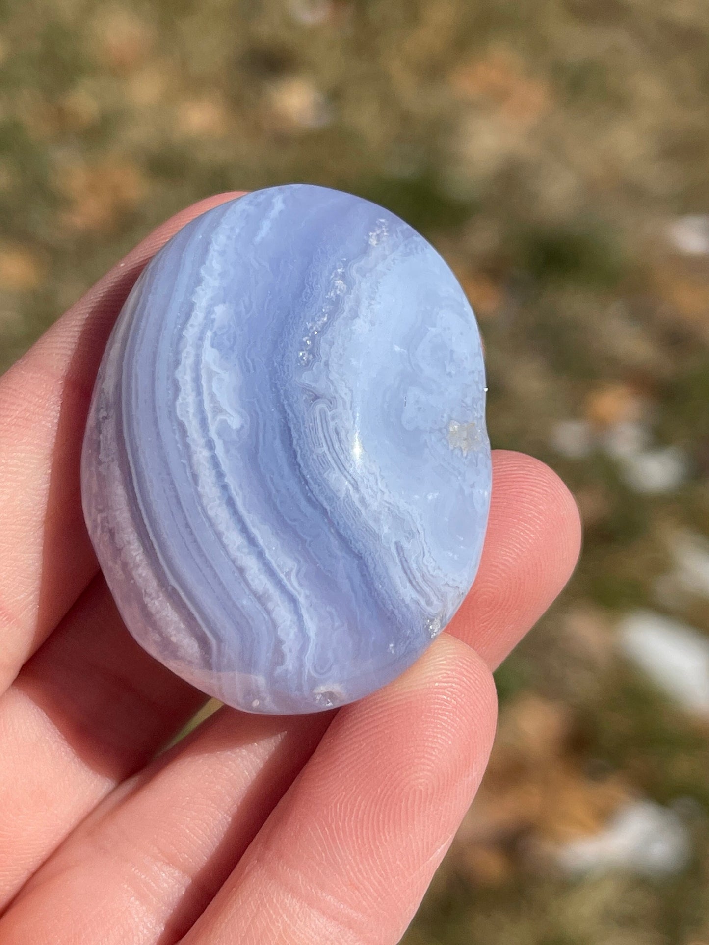 Blue Lace Agate Palm Stone