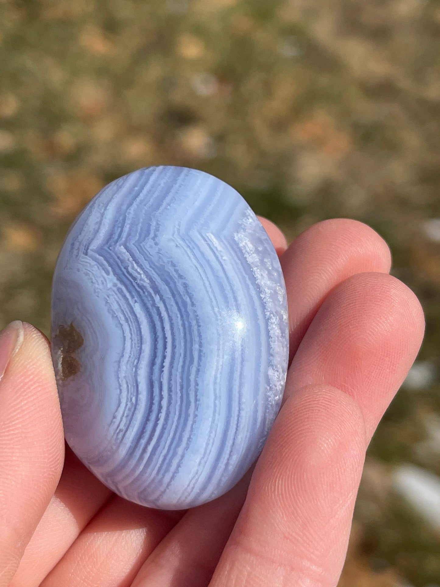 Blue Lace Agate Palm Stone