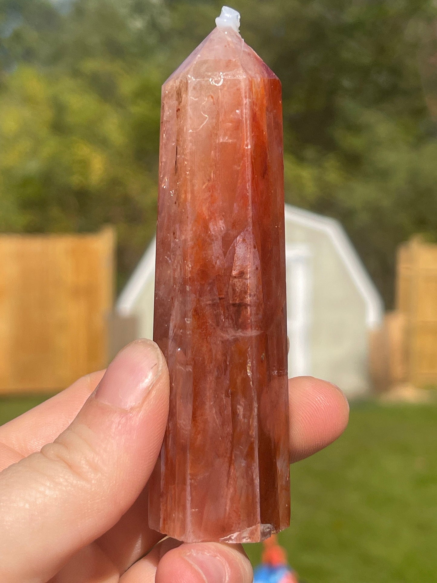 Fire Quartz Tower | Crystal Carving | Meditation Stone | Red Hematoid