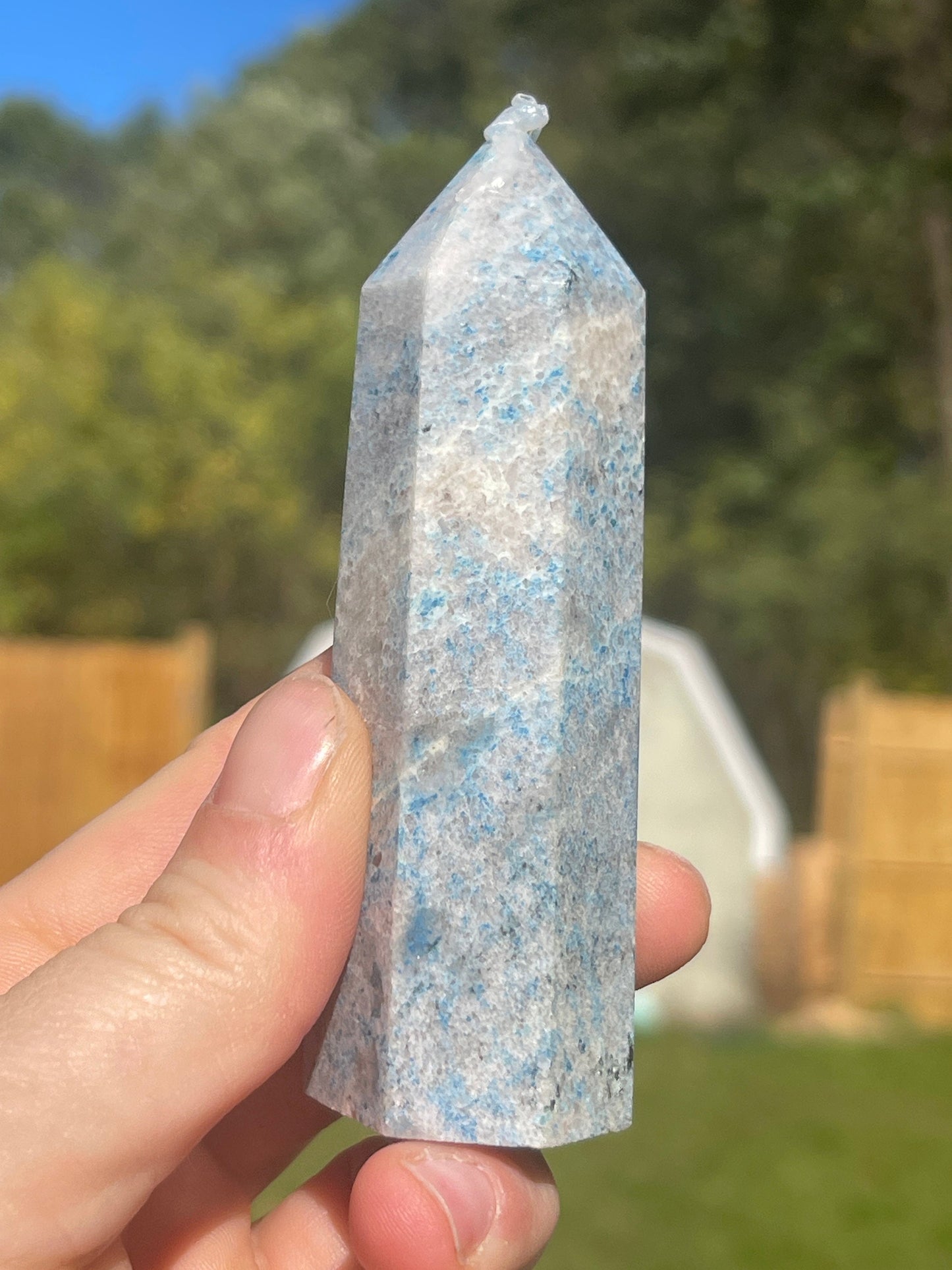 Trolleite Crystal Tower: Carved Meditation Stone