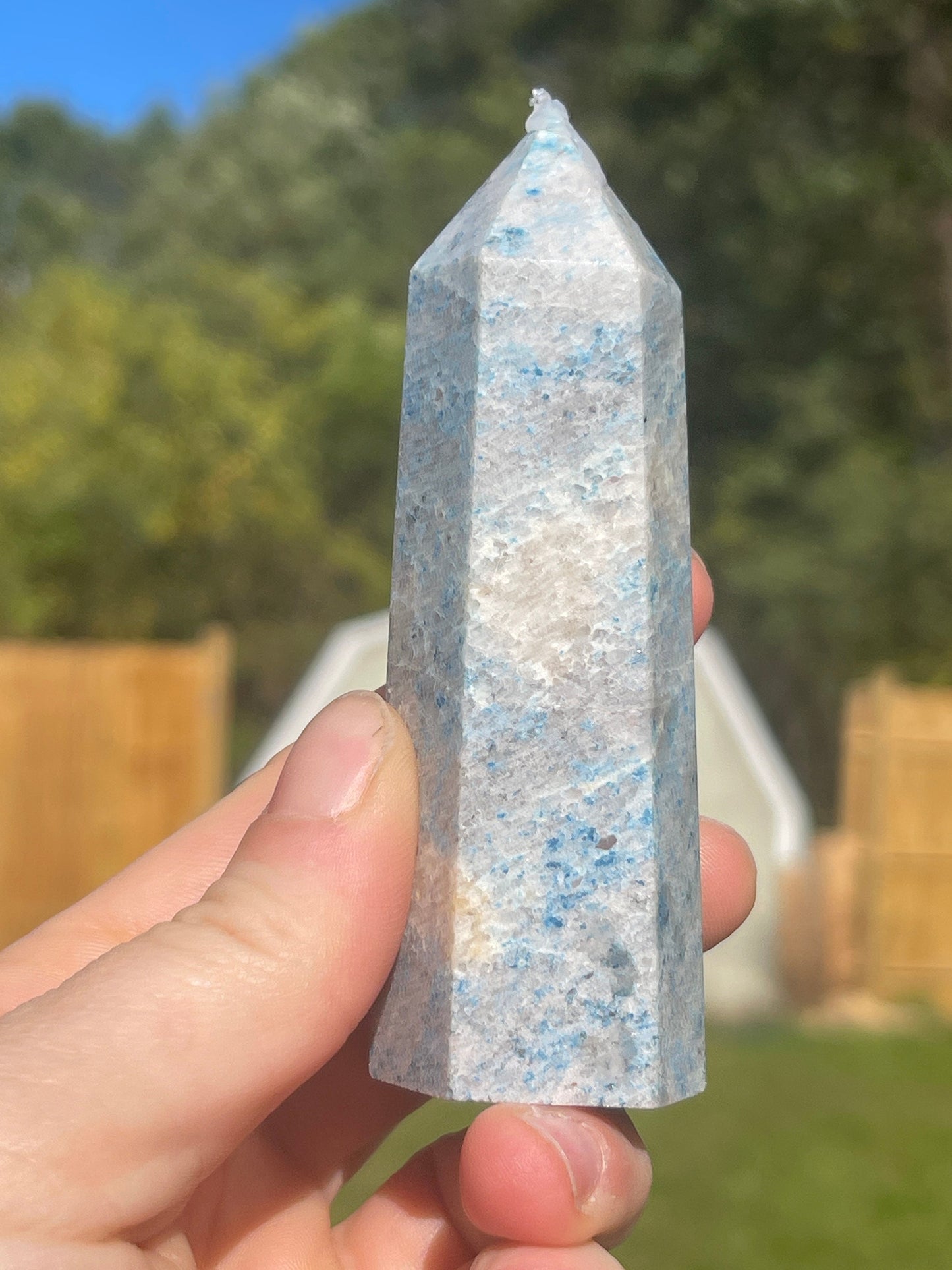 Trolleite Crystal Tower: Carved Meditation Stone