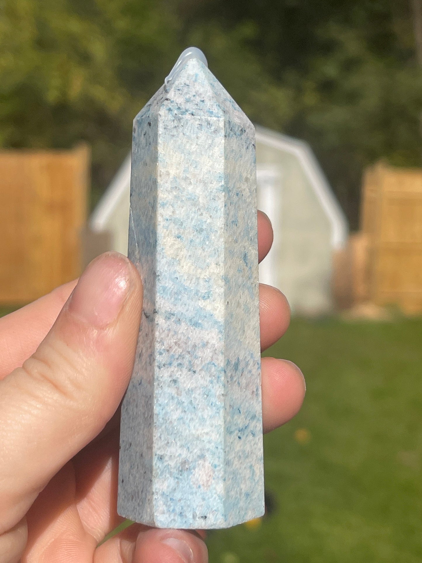 Trolleite Crystal Tower: Meditation Stone Carving (3.7in)