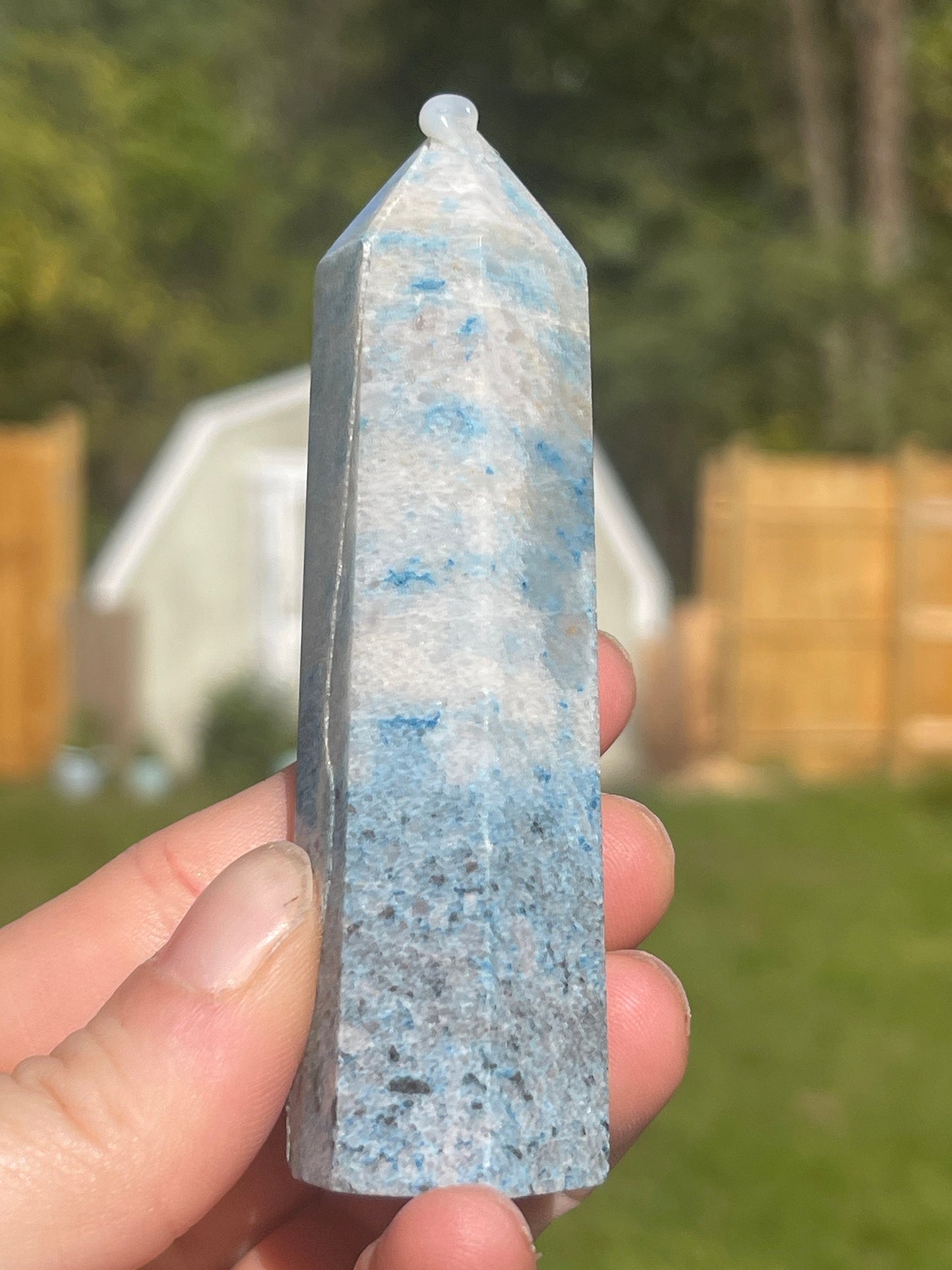 Trolleite Crystal Tower: Meditation Stone Carving (3.6in)