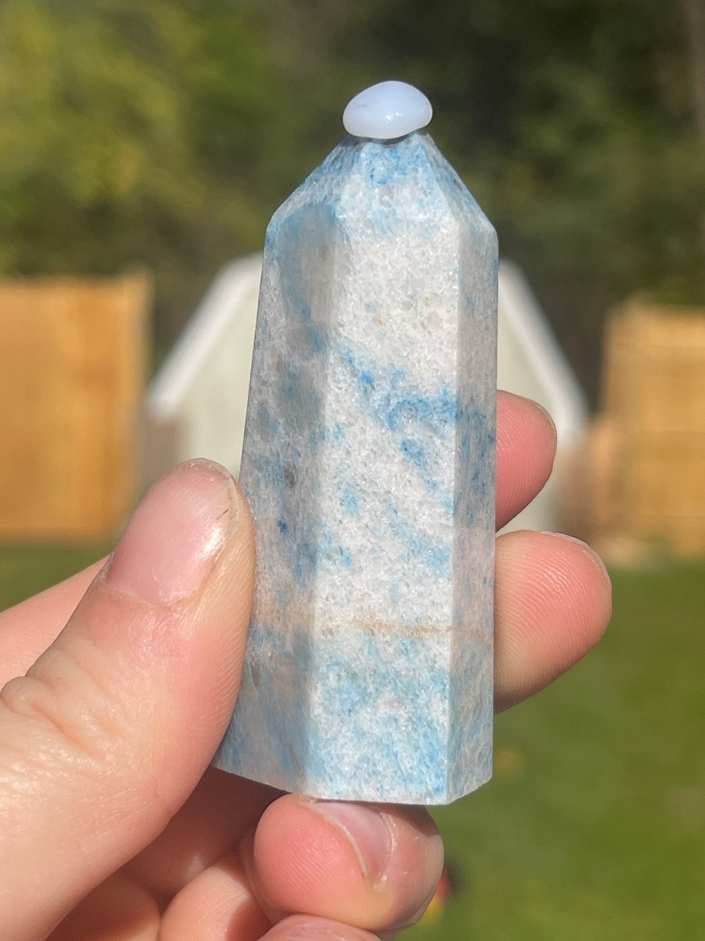 Trolleite Crystal Tower: Carved Meditation Stone (2.6in)