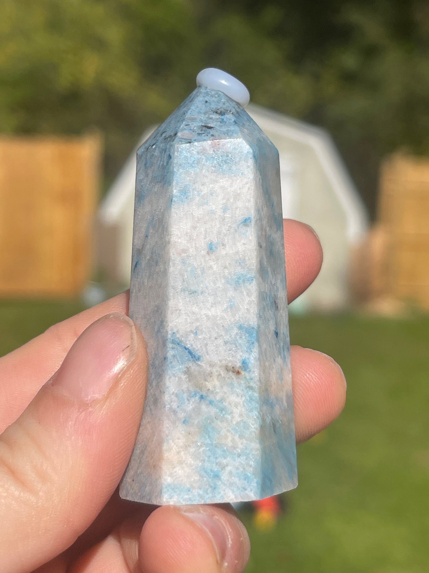 Trolleite Crystal Tower: Carved Meditation Stone (2.6in)