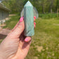 Green Silky Fluorite Crystal Tower: Meditation Stone