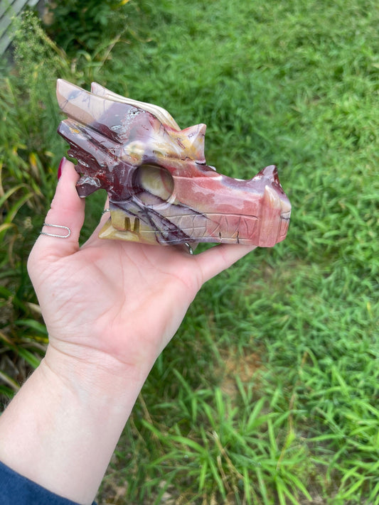 Heavy Mookaite Dragon Head Carving