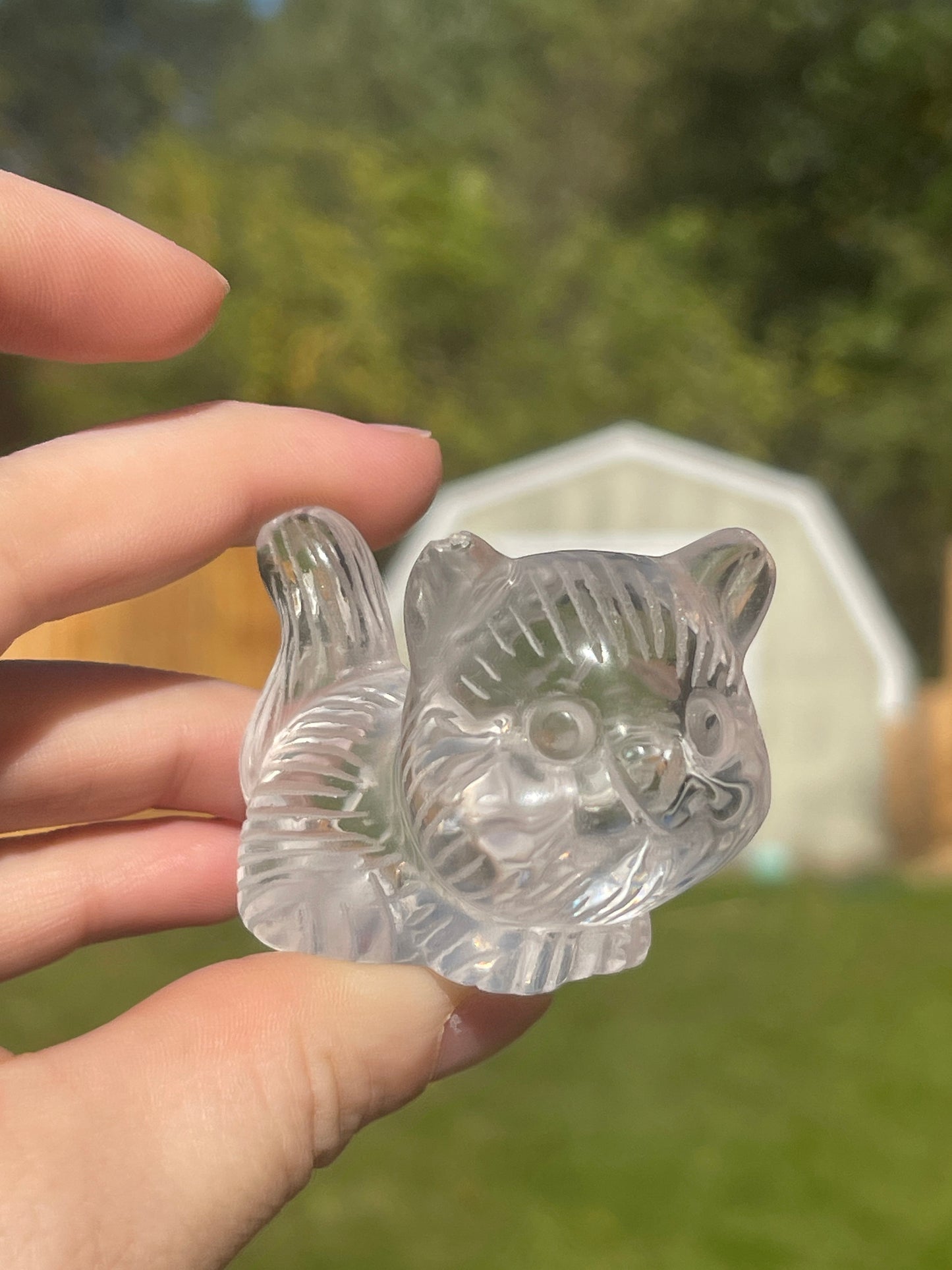 Clear Quartz Cat Carving