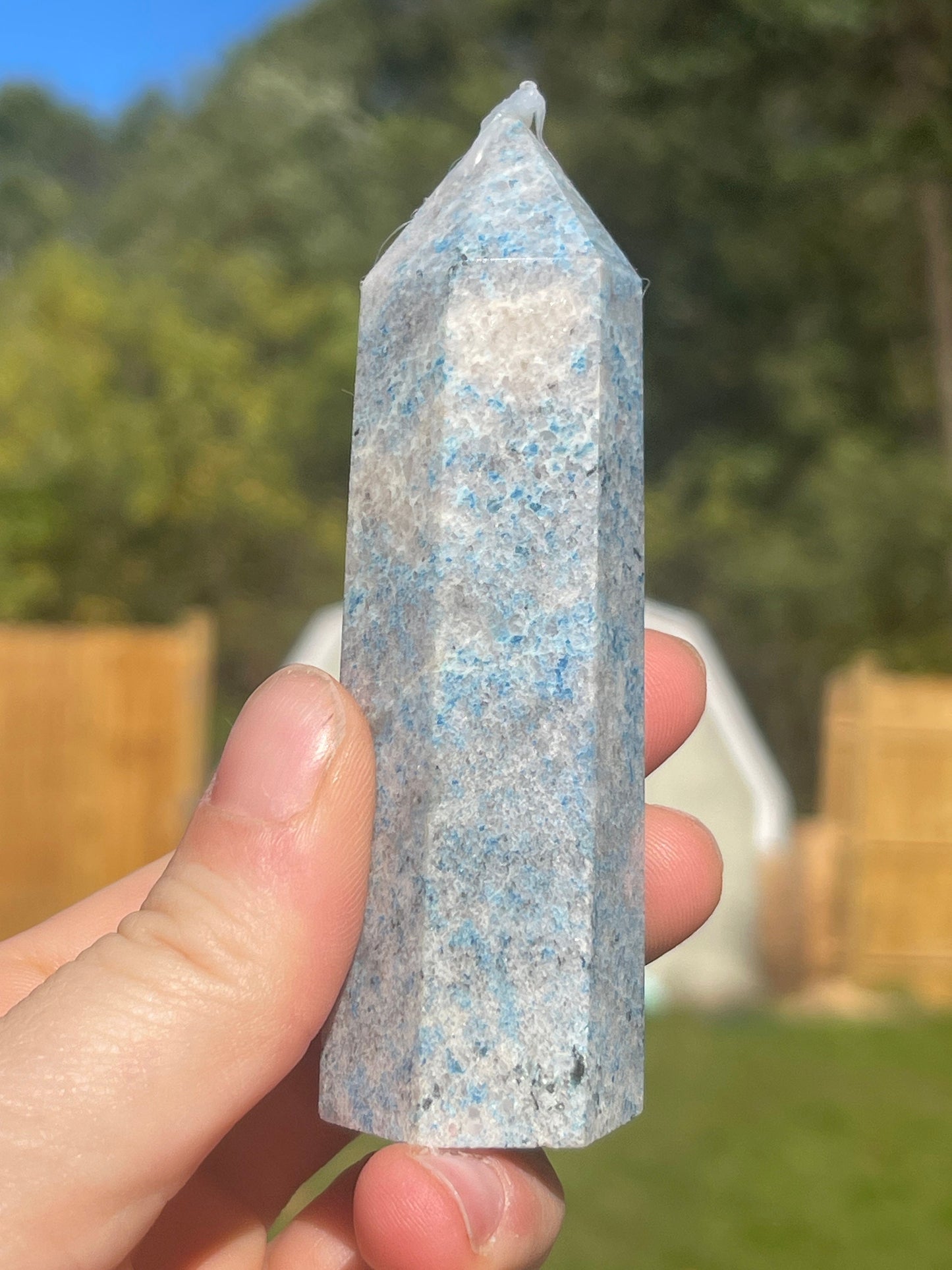 Trolleite Crystal Tower: Carved Meditation Stone