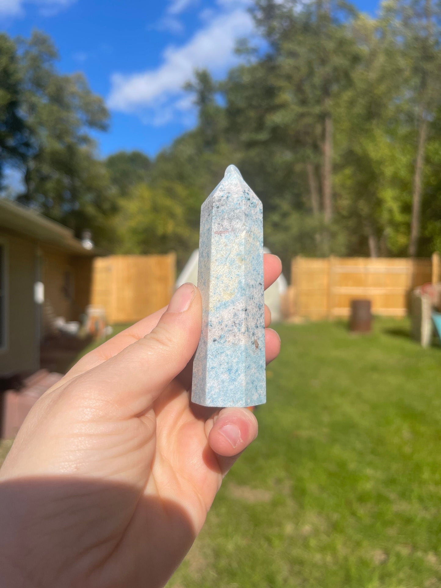 Trolleite Crystal Tower: Meditation Stone Carving (3.7in)