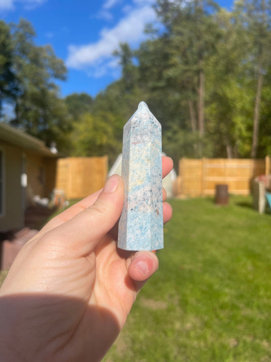 Trolleite Crystal Tower: Meditation Stone Carving (3.7in)