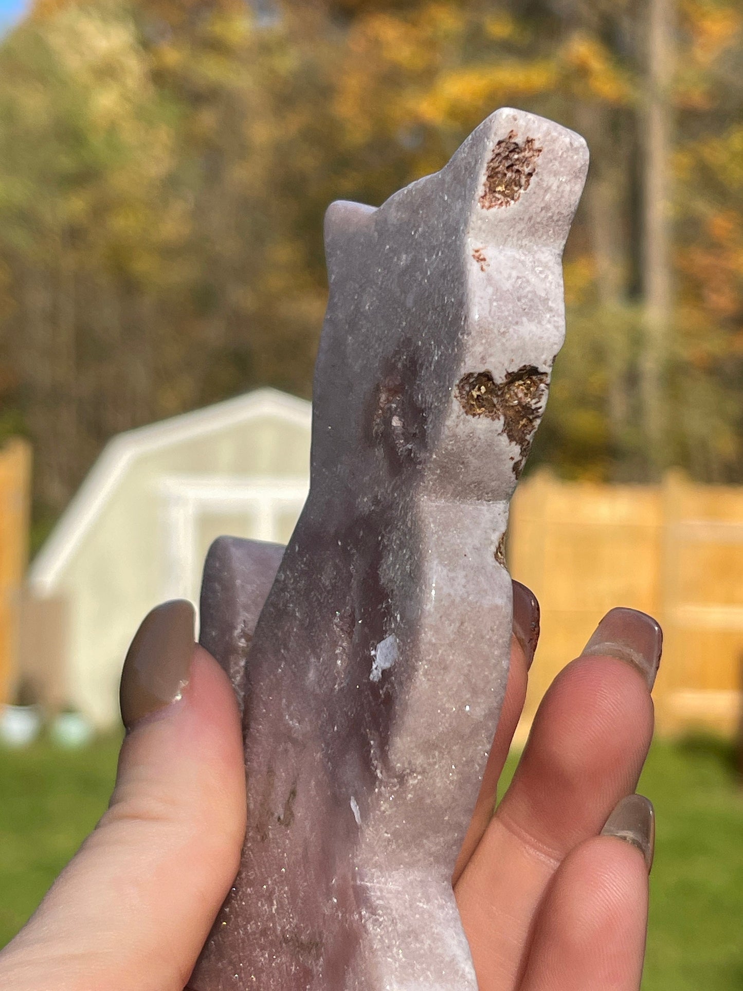Pink Amethyst Crystal Cat Carving