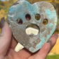 Blue Aragonite Crystal Heart Cat Paw Carving