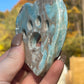 Blue Aragonite Crystal Heart Cat Paw Carving