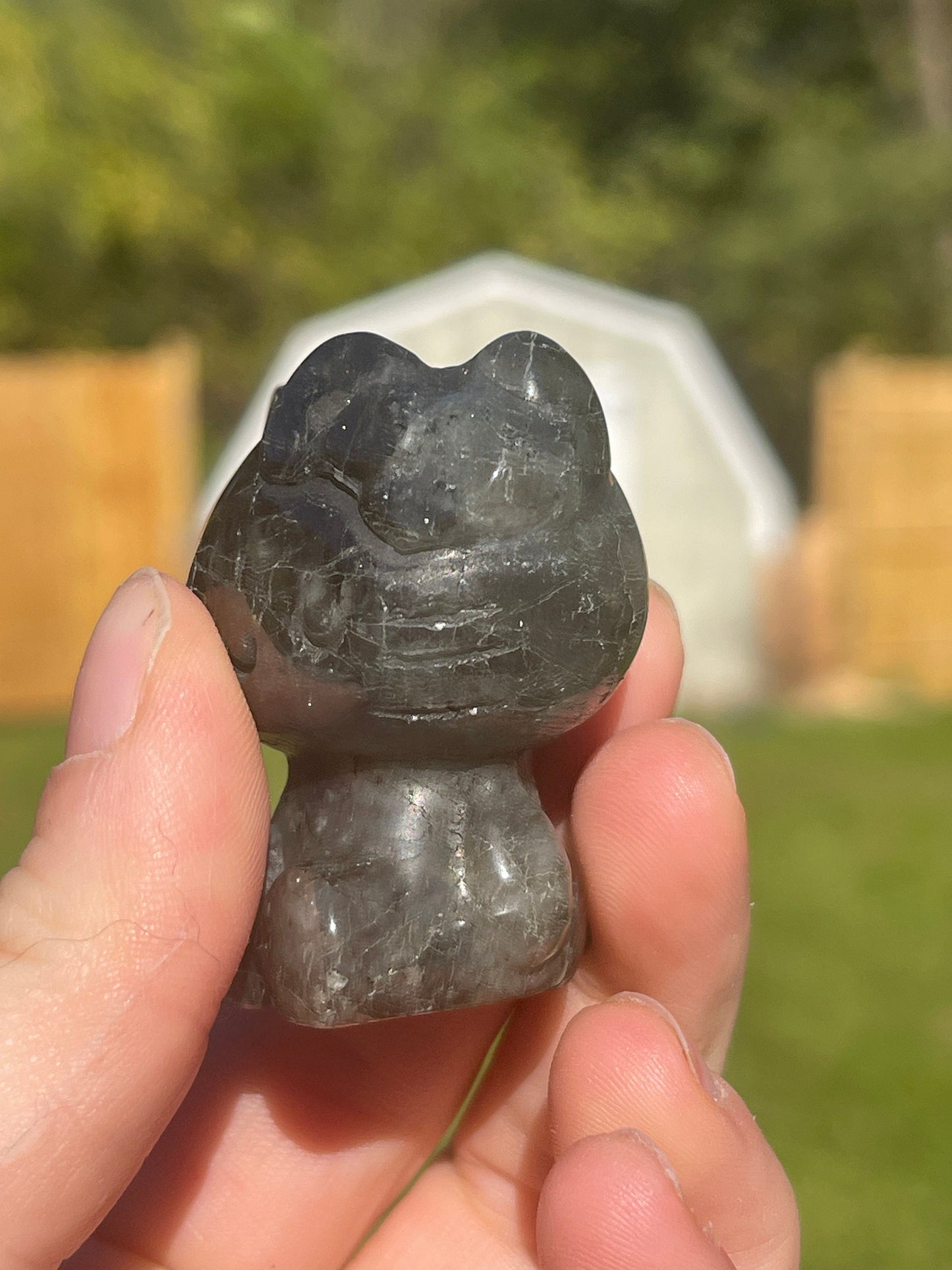 Labradorite Hello Kitty Carving: Crystal Meditation Stone