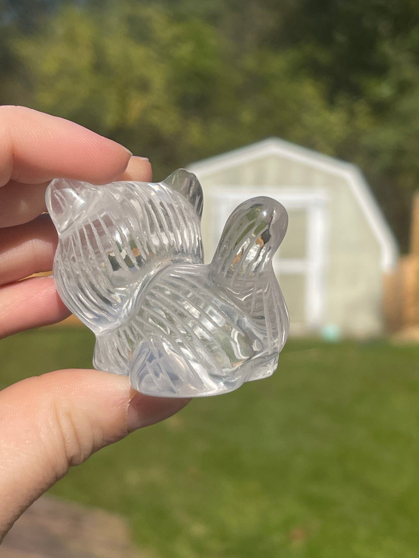 Clear Quartz Cat Carving