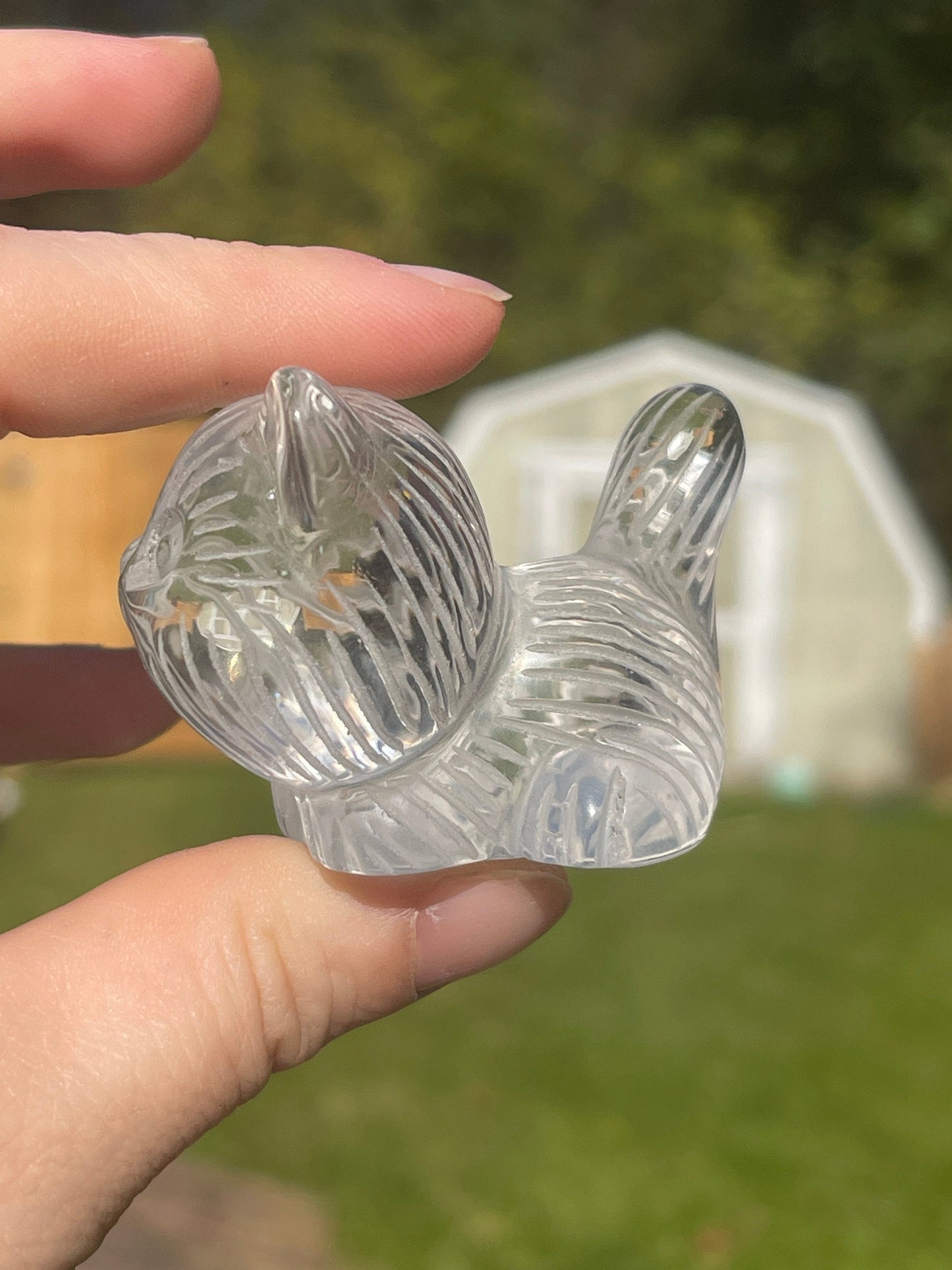 Clear Quartz Cat Carving