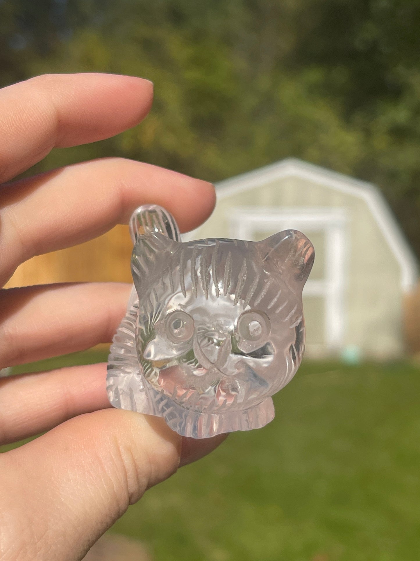 Clear Quartz Cat Carving