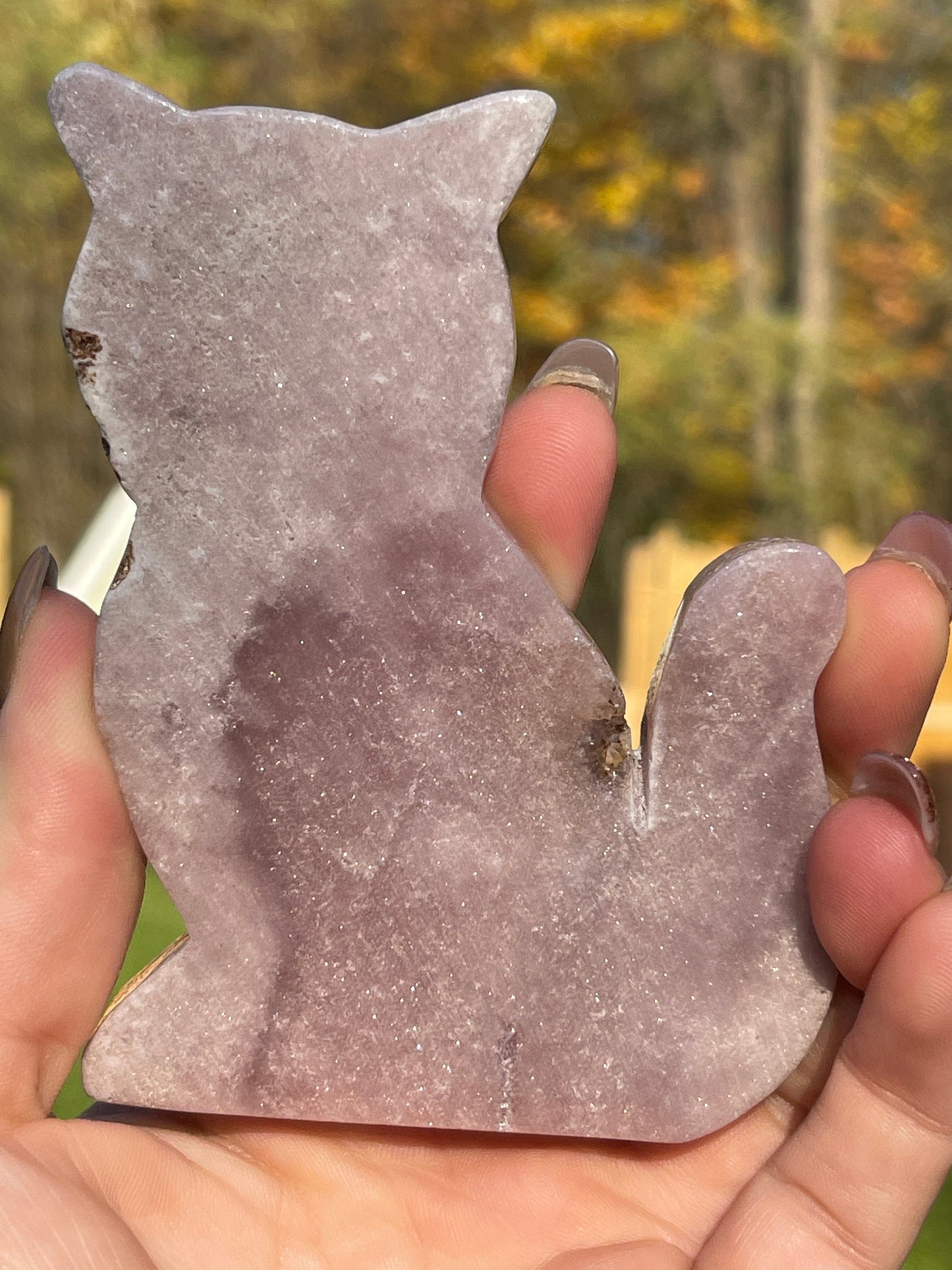 Pink Amethyst Crystal Cat Carving