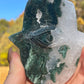 Moss Agate Hamsa Hand Carving