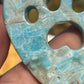 Blue Aragonite Crystal Heart Cat Paw Carving