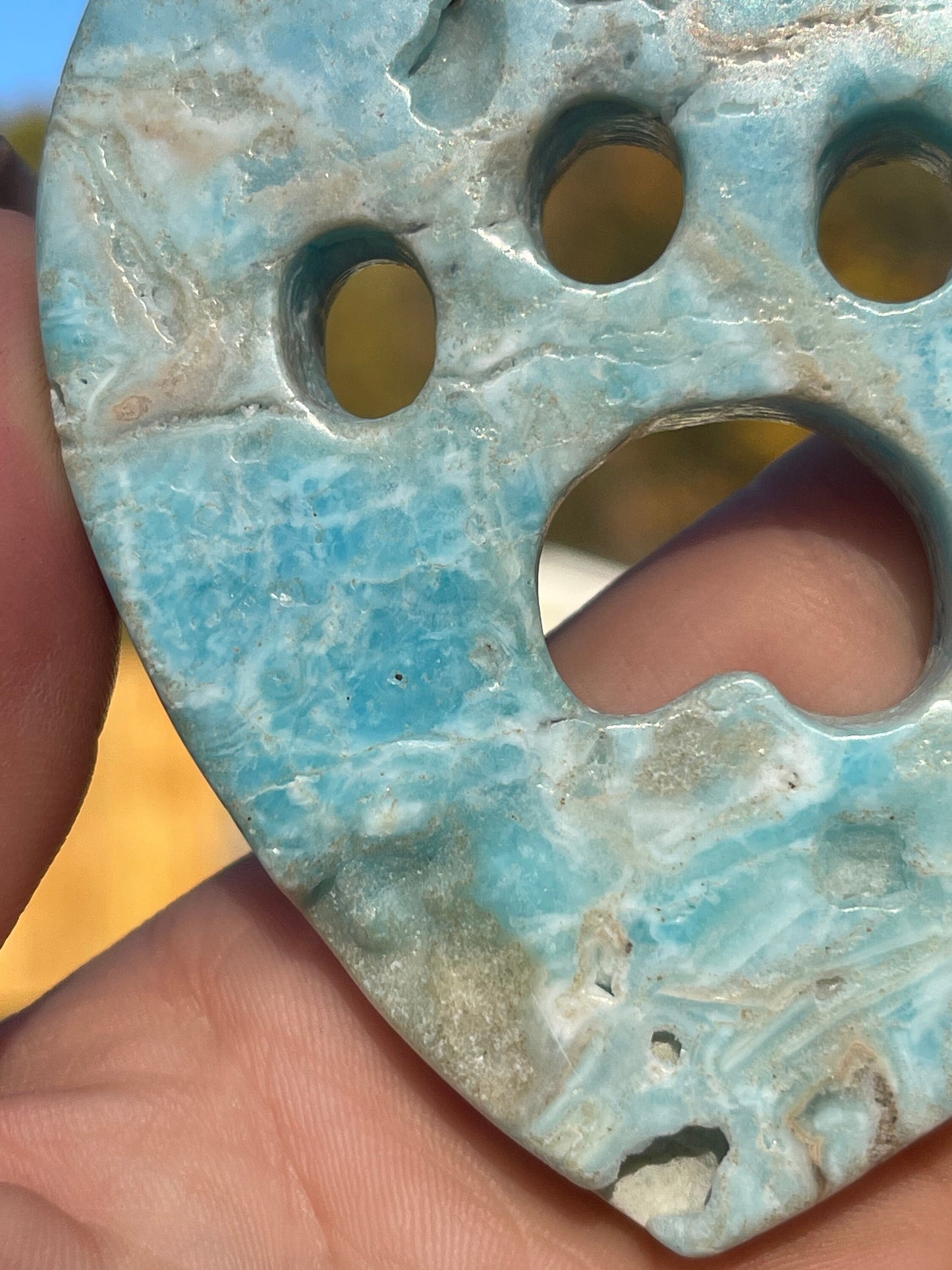 Blue Aragonite Crystal Heart Cat Paw Carving