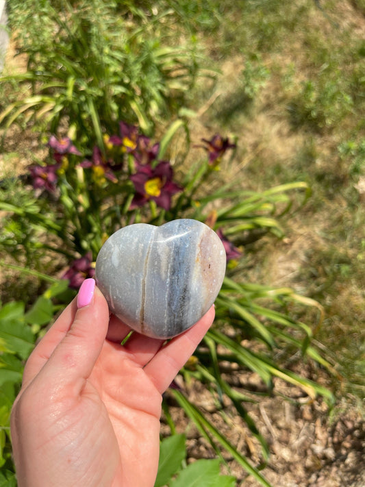 Ocean Jasper Heart Palm Stone