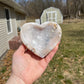 Pink flower agate heart bowl  | crystal carving | meditation crystal