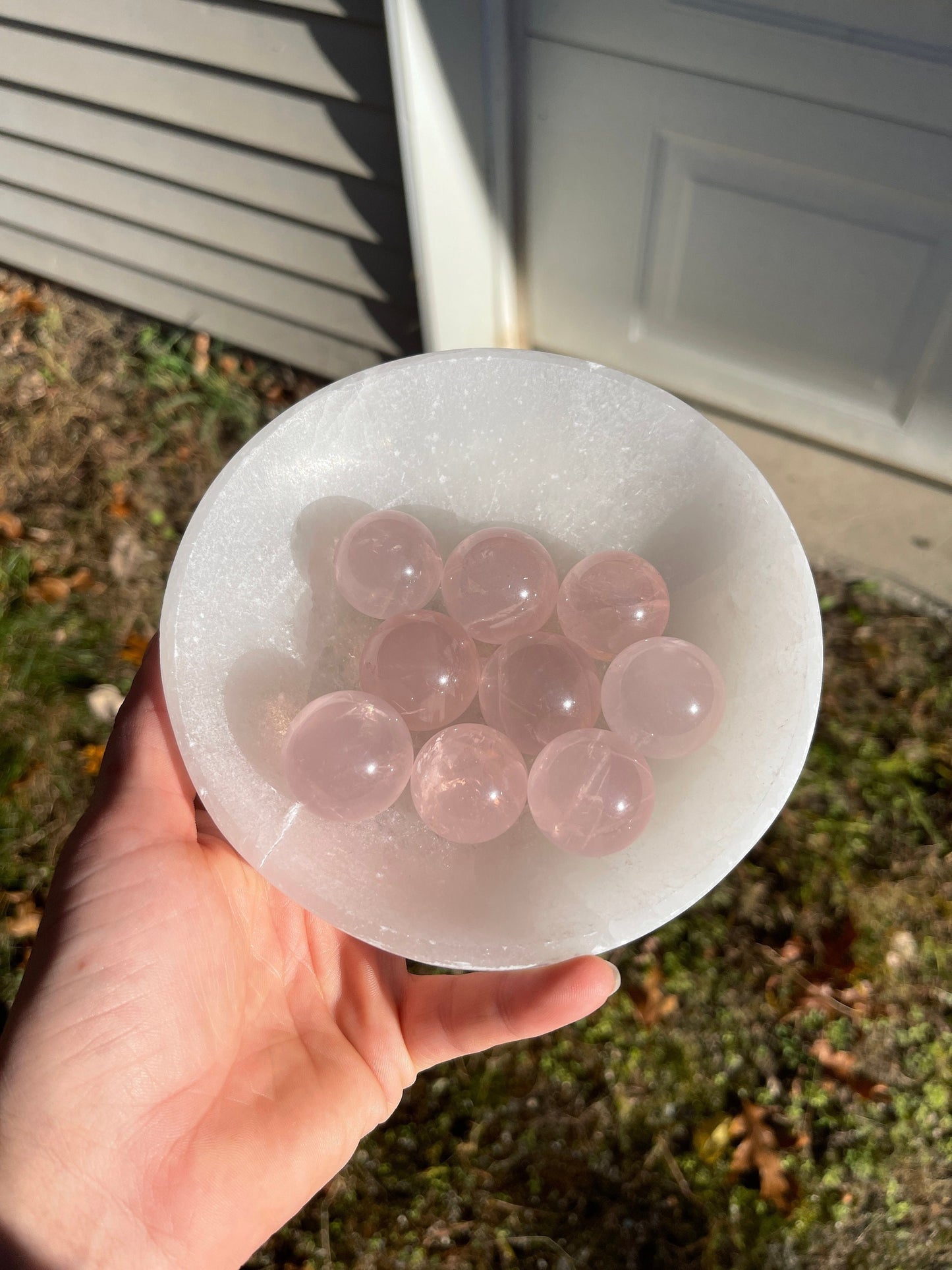 1pc Rose Quartz Mini Sphere with Star Flash