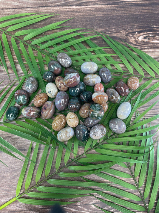 Ocean Jasper Tumbled Stone: Crystal Carving, Meditation Stone