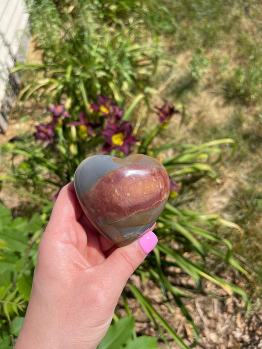 Polychrome Heart Palm Stone
