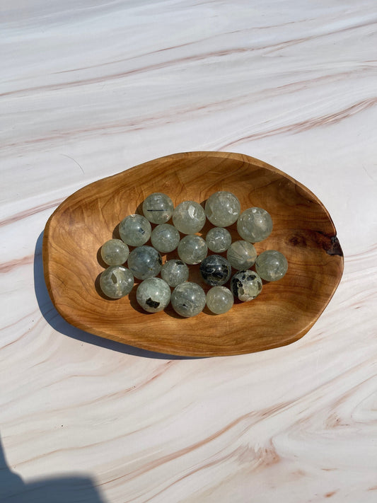 Mini Prehnite Crystal Sphere: Meditation Stone Carving (0.8in)
