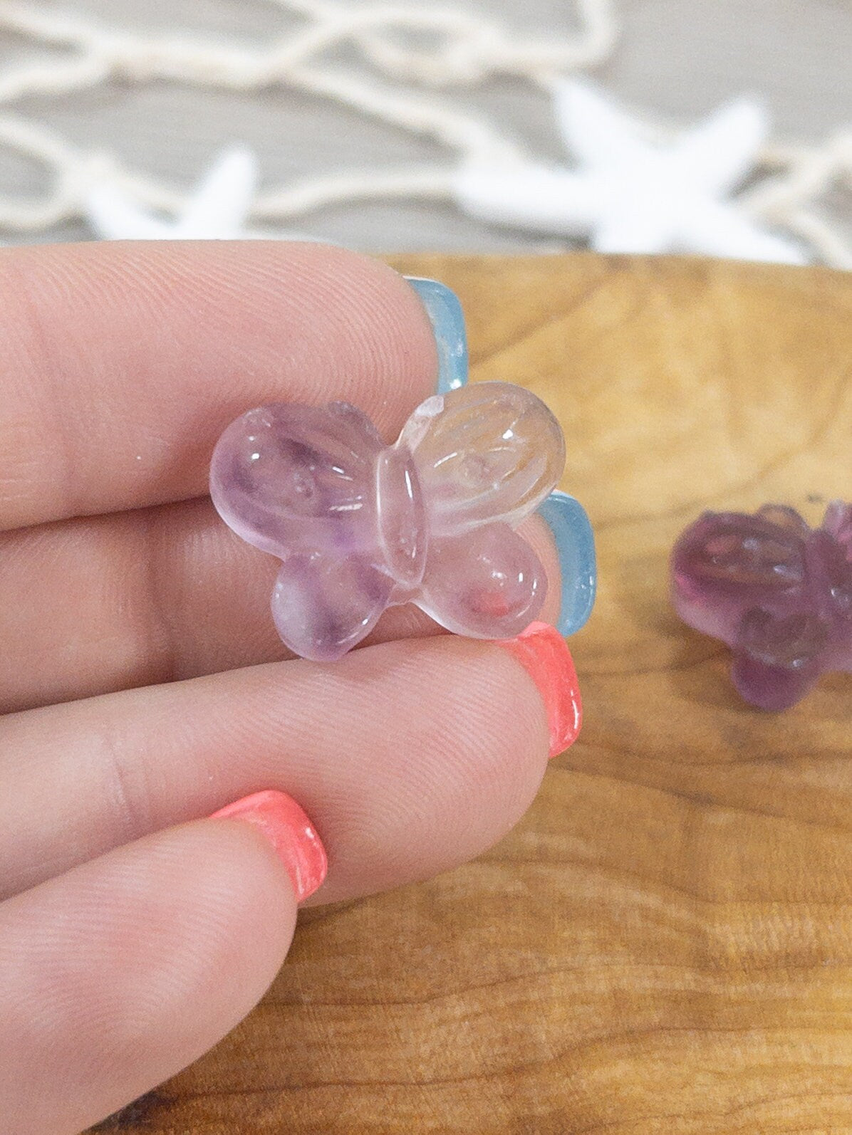 Mini Fluorite Crystal Butterfly: Meditation Stone Carving