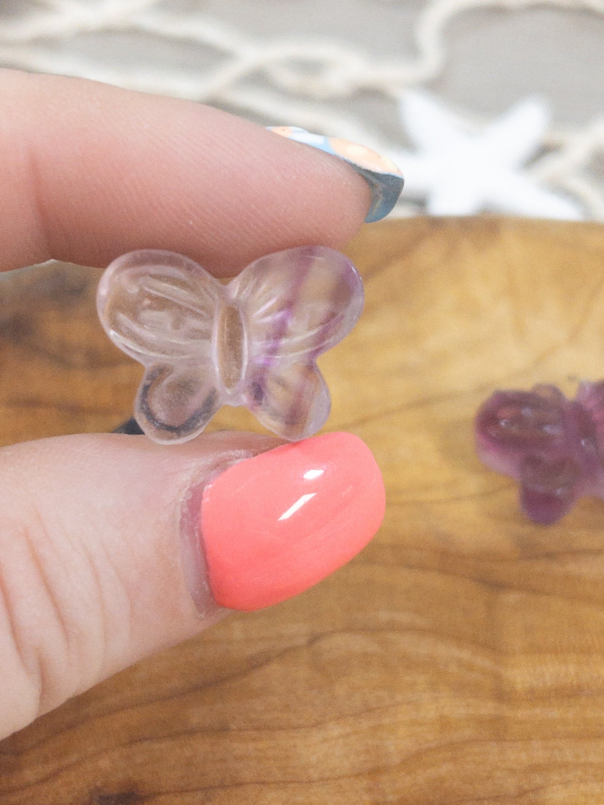 Mini Fluorite Crystal Butterfly: Meditation Stone Carving