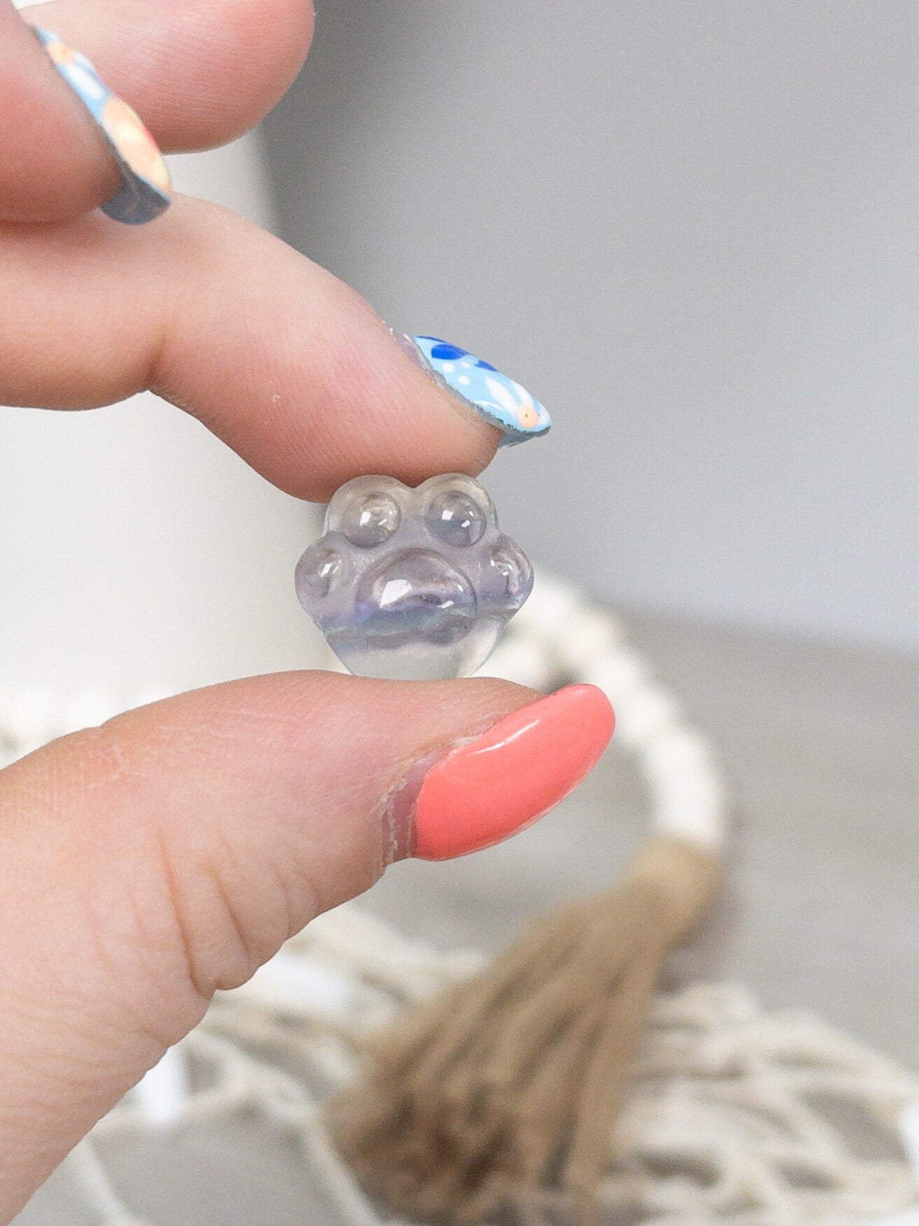 Mini Fluorite Crystal Paw Carving