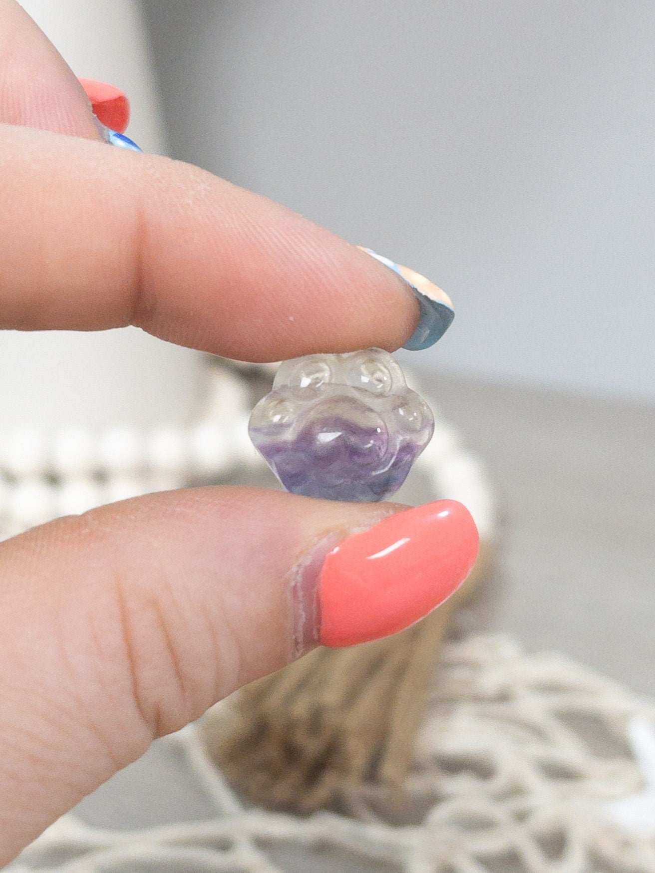 Mini Fluorite Crystal Paw Carving