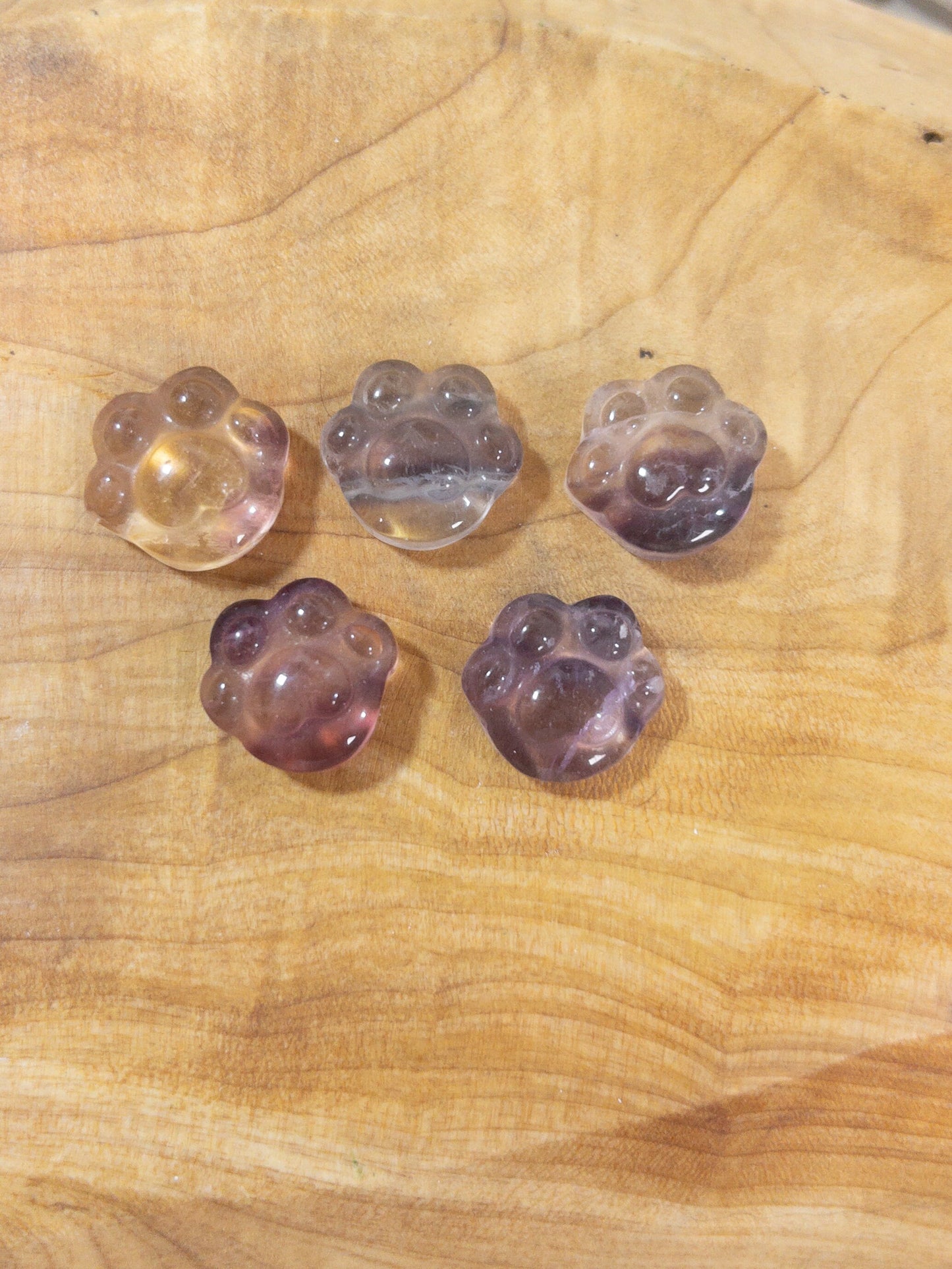 Mini Fluorite Crystal Paw Carving