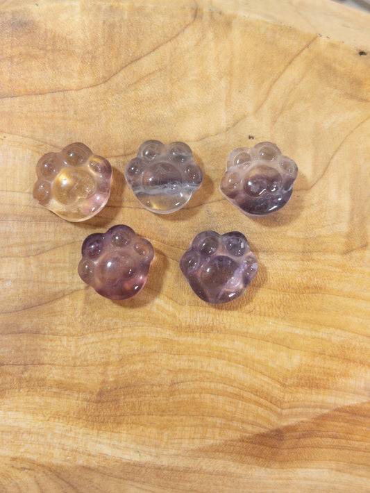 Mini Fluorite Crystal Paw Carving