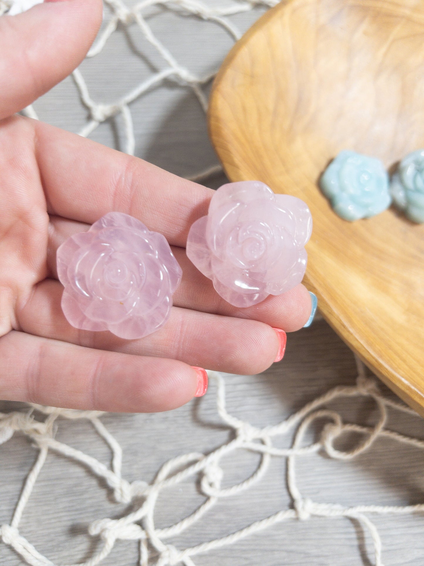 1 Rose Quartz Rose Carving