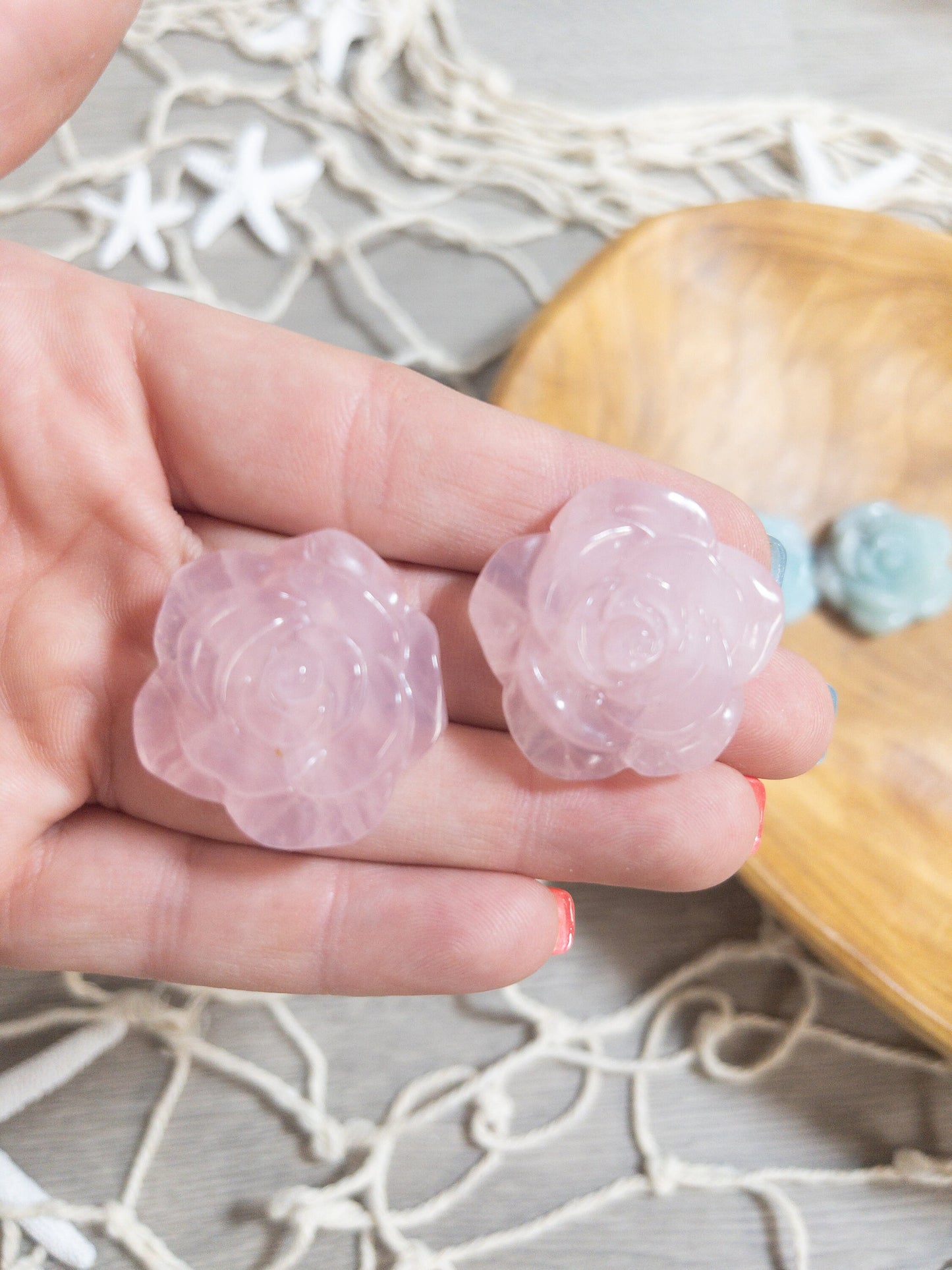 1 Rose Quartz Rose Carving