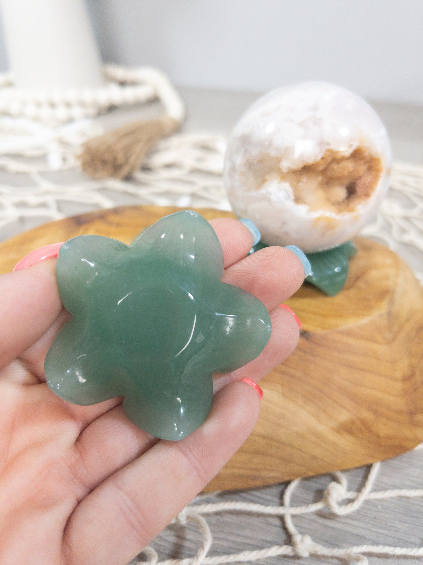 Green Aventurine Flower Sphere Holder | Manifest abundance and prosperity