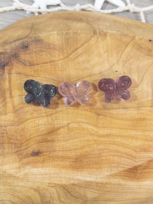 Mini Fluorite Crystal Butterfly: Meditation Stone Carving