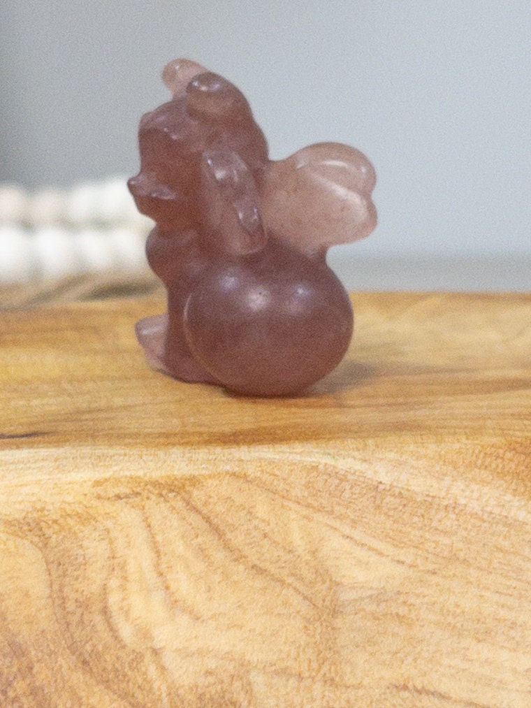 Strawberry Quartz Bee Carving