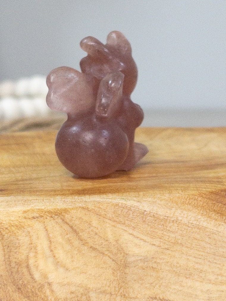 Strawberry Quartz Bee Carving