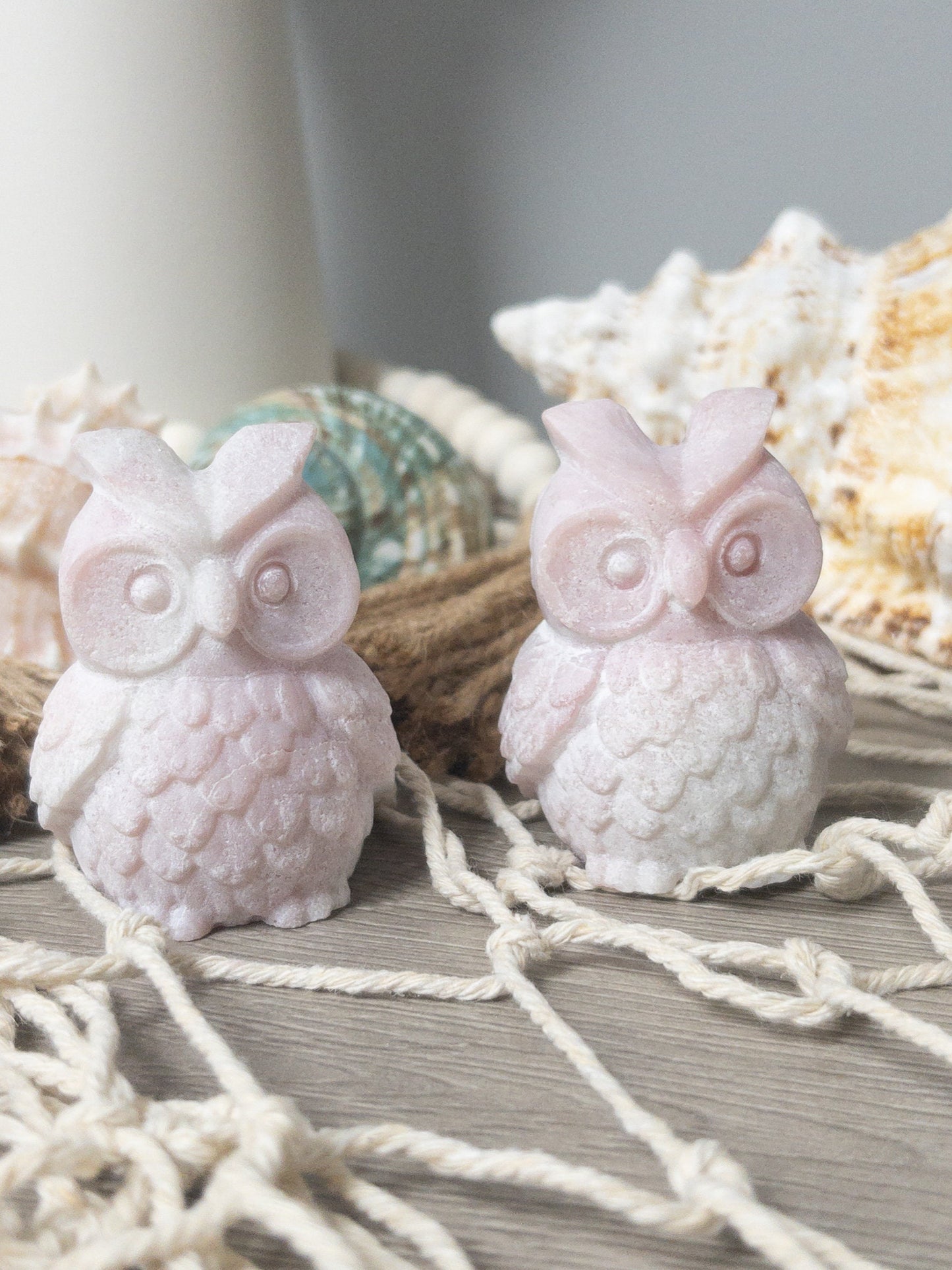 Pink Opal Owl Carving
